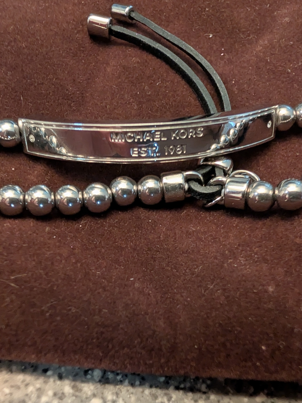 Michael Kors Silver-Tone Beaded ID Bracelet